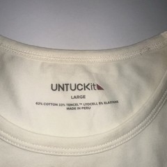 UnTuckit EcoSoft Berry Mens L Tshirt White Pocket Cotton Tencel Crewneck Peru