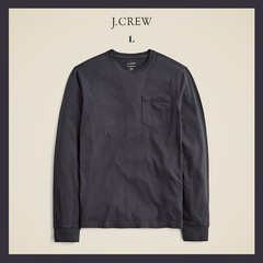 NEW J. CREW Men’s Black Slim Long-Sleeve Vintage-Wash Cotton Pocket T-Shirt Sz L