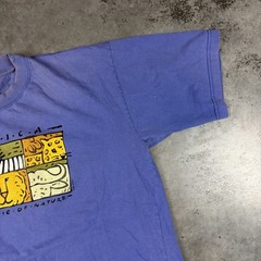 Vintage Africa T Shirt Mens XXL Blue Faded Art Preowned