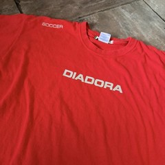 Diadora Men’s Red Soccer Graphic Logo Crew Neck Short Sleeve Knit Tee XL