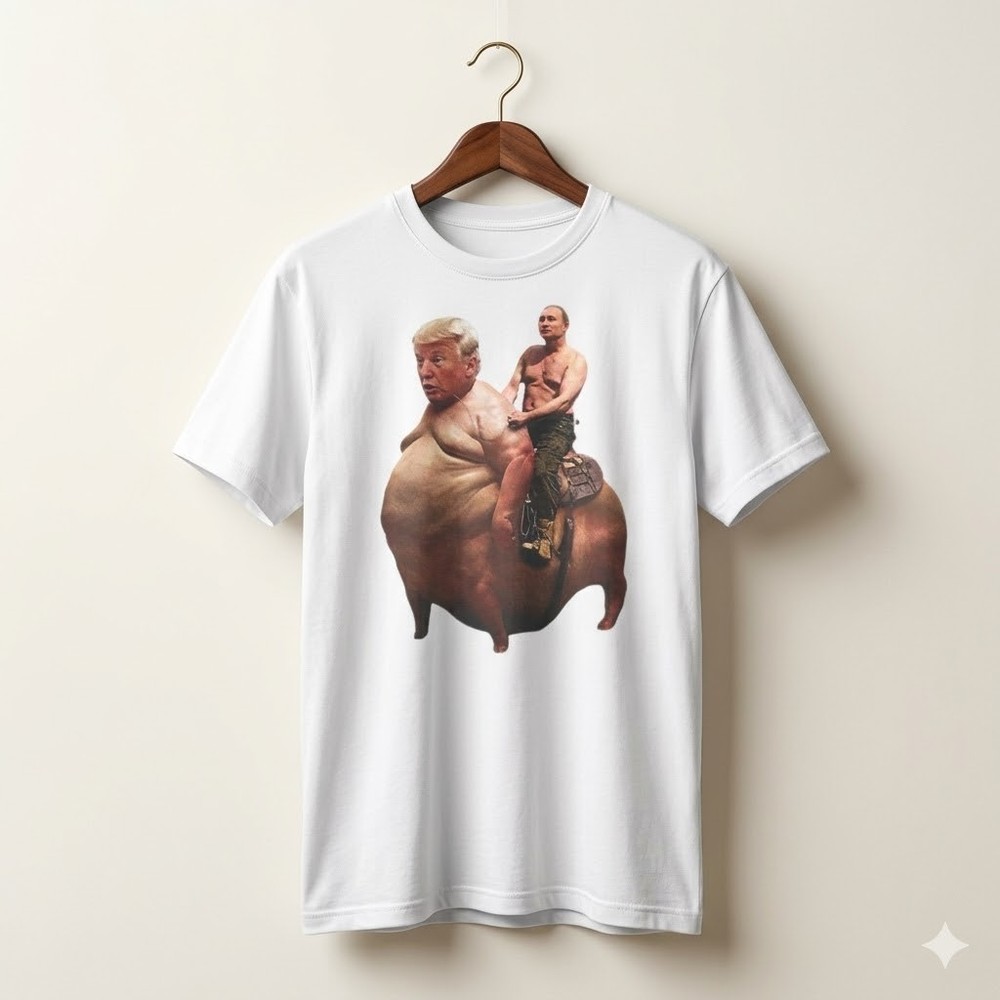 Putin Riding Trump Funny Political Satire Graphic T-Shirt Tee – L024