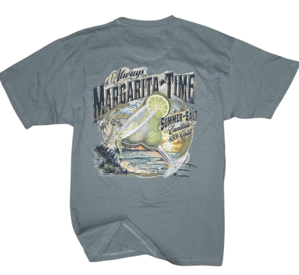 Newport Blue Men’s T-shirt -SIZE LARGE -Margarita -Dive Bar-Relax-Palm Trees-NEW