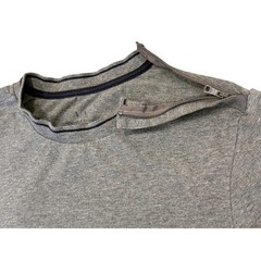Armani Exchange T-Shirt Mens Small Grey Shoulder Zip Logo Tape Short Sleeve