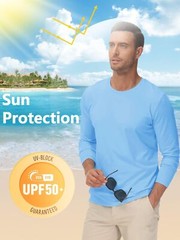 UPF50+ Men’s Long Sleeve Sun Shirts UV Block Fishing T-Shirts Quick Dry Sport T