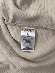 Common People Men Olive Textured T-Shirt Fine Striped Texture Size L New