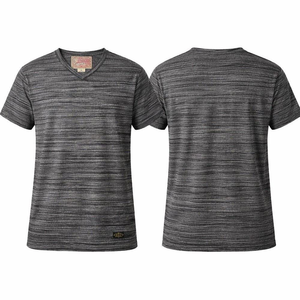 Brooklyn Cloth Mens Medium Gray Marled V Neck T Shirt Casual Streetwear Y2K