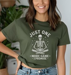 Gamer Skeleton T-Shirt, Just One More Game I Promise, Funny Gaming Tee, Video