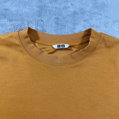 UNIQLO U AIRism Cotton T-Shirt Mens Small Mustard Yellow Ochre Oversized Tee