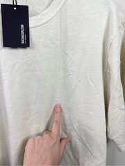 Buck Mason white sand slub curved hem tee shirt size Xl new flaw