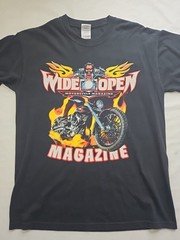 Wide Open Magazine David Mann T-shirt Black Motorcycle Men’s Medium 20.5″×28″