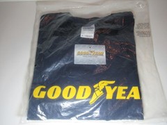 XL Vintage Goodyear Official New Navy T Shirt Yellow Winged Logo Gildan Cotton