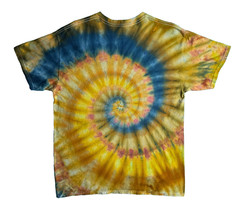 NEW Spiral Ice Tie Dye T-Shirt, Unisex L SS Crew, Blue & Gold