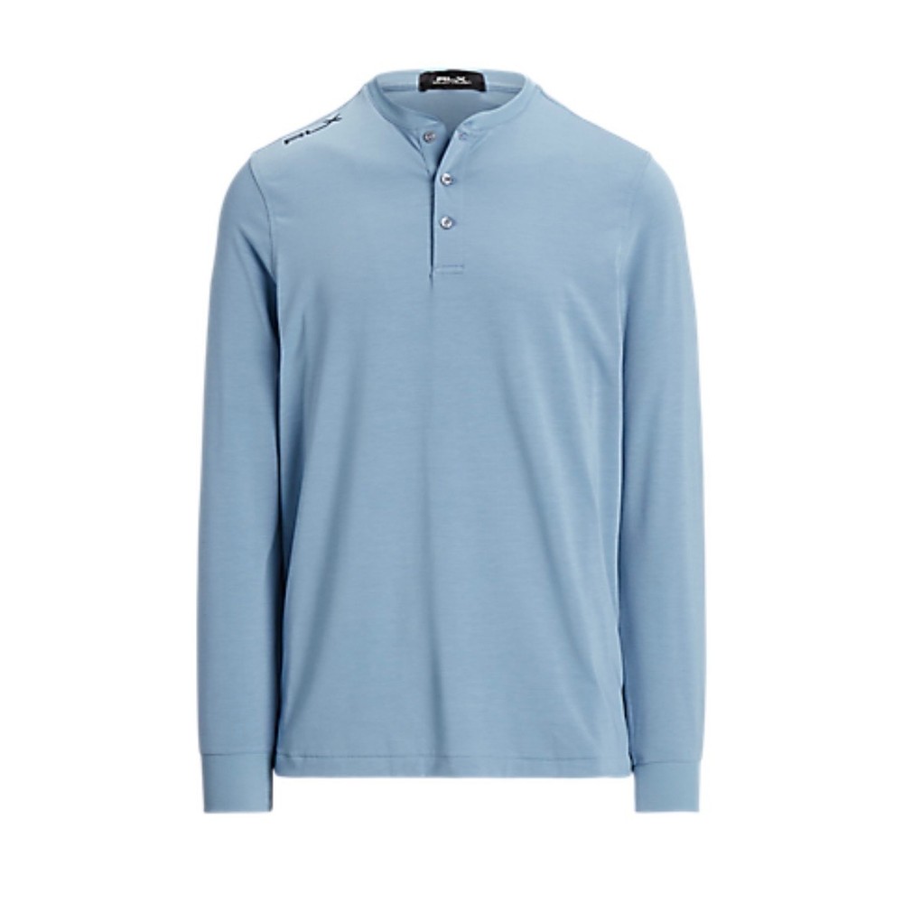 RLX Golf Ralph Lauren Mens Light Blue Long Sleeve Henley Shirt NWT