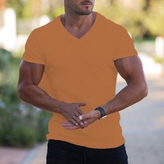 For Gym Training Men V Neck T Shirt Casual Wear Style Polyester Fiber Fabric