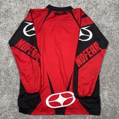 Vtg No Fear Mens Motocross Jersey Red Black Size S Fit M Mesh Racing Shirt