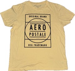 Aeropostale Original Brand Graphic Mens Medium Yellow Logo T Shirt Casual Cotton