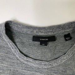Vince Shirt Mens L Large Gray Thermal Knit Cotton Blend Crew Neck Long Sleeve