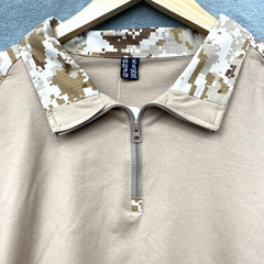 MAGCOMSEN Men’s XL Tactical Military Shirt 1/4 Zip, L/S Shirt, Pockets – Tan