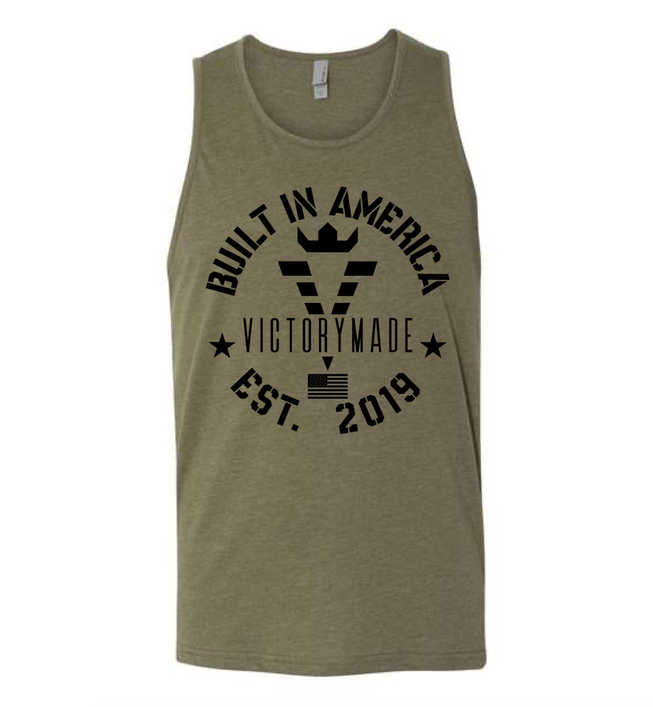 NextLevel 6233 Tanktop VictoryMade Army Green Graphic Tee