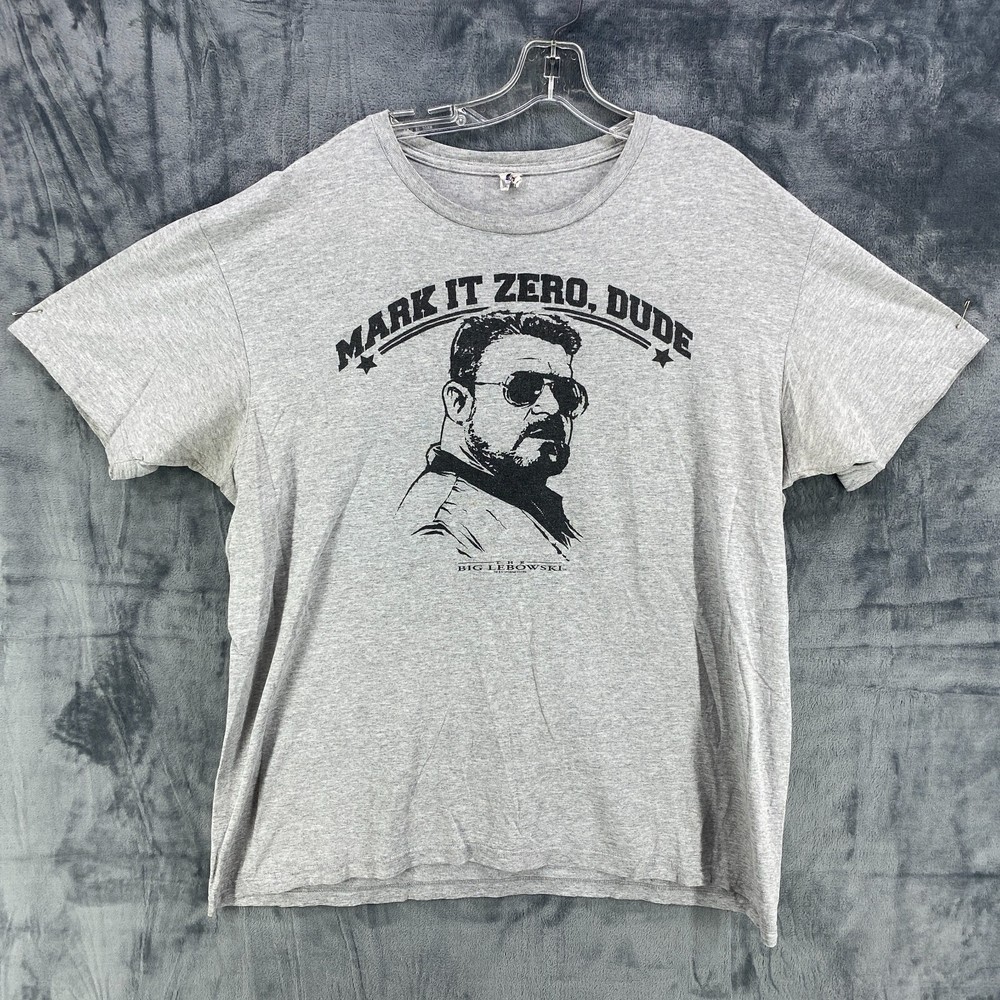 The Big Lebowski Mark It Zero Dude Walter Bowling T Shirt XL Slim Fit Gray FLAW