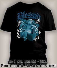 Blessed Angel Big Tall Sm Graphic Pro Club Shaka Tee to Match J4 Military Blue