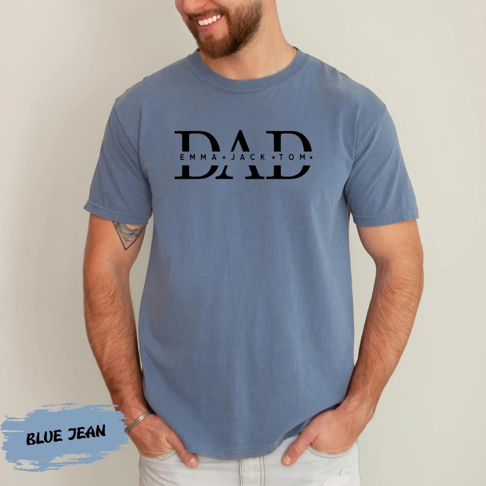 Custom Personalized Dad With Kids Names Birthday Gift Shirt