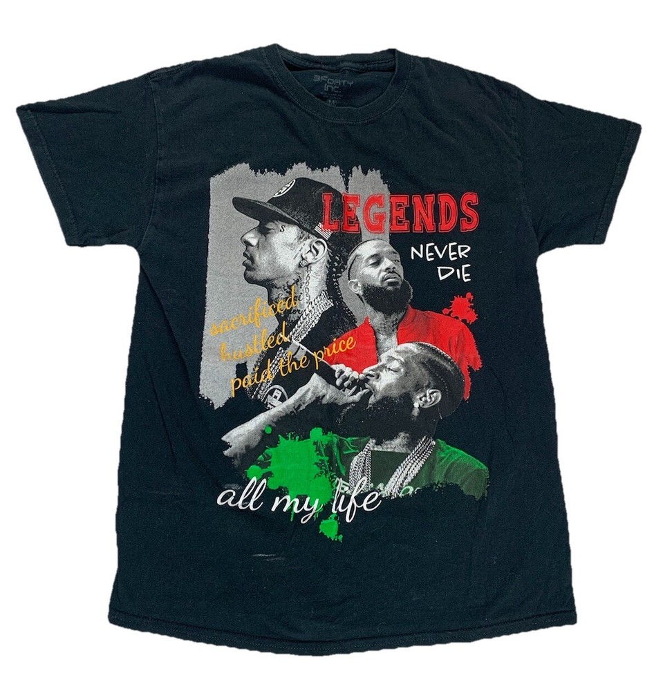 Nipsey Hussle T Shirt Mens Medium M Black Short Sleeve Hustle Legend All My Life