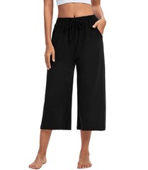 Women’s Capri Yoga Pants Wide Leg Drawstring Lounge Sweatpants with Pockets