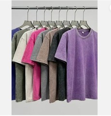 Summer Men’s Washed T-Shirts 230G Heavy Cotton Vintage Faded Color Oversized New