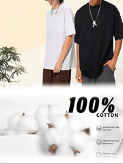 5 Pack Blank T-Shirts Unisex Heavy Cotton Crew Neck Short Sleeve Tee Black