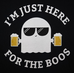 Anvil Lightweight “I’m Just Here for the Boos” Halloween T Shirt Size S Ghost