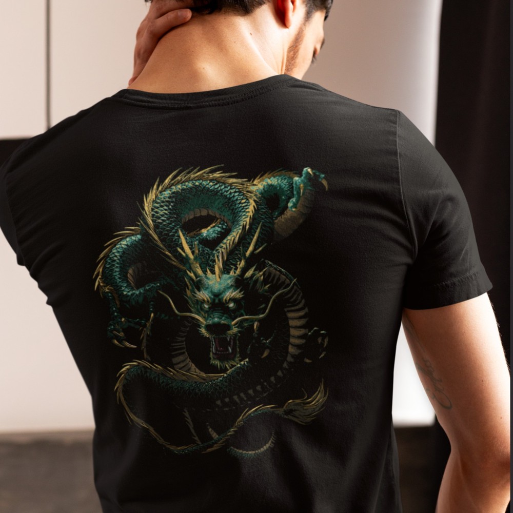 Green Dragon Unisex t-shirt – Japanese-inspired dragon – image on shirt back