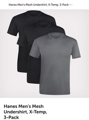 Hanes X-Temp 3XL Gray/Black. Mesh Tagless Quick Dry Stretch Crew Neck Tee 3-Pack
