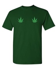 POT LEAVES ON BOOBS – 420 marijuana weed – Cotton Unisex T-Shirt