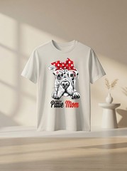 Pittie Mom With Red Bandana Headband Dog Mom Mothers Day Dog Lover Graphic Tee
