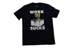 Aggretsuko Mens Work Sucks Funny Black Shirt New L, 2XL, 3XL