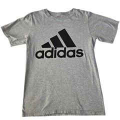 Adidas Heather Gray Badge of Sport Graphic T‑Shirt Athletic Logo Tee Size Small