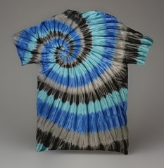 *New* 2XL – Sm Handmade Tie Dye, Carbon Blue Offset Spiral, Crew or V-Neck