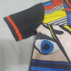 Black Pyramid Size M Short Sleeve Shirt Bold Colorful Graphic Comic Long Length
