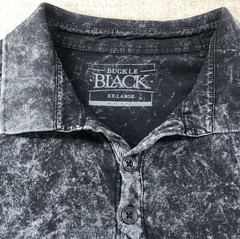 Buckle Black Brand Acid Washed Polo Shirt Short Sleeve Button Collared Mens XXL