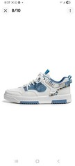 Cucu Fashion White/Blue/Beige Geometric Low Top Lace-Up Athletic Sneakers Men