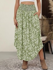 Women’s Maxi Skirts Summer Boho Floral High Waisted Flowy Swing Pleated Beach…