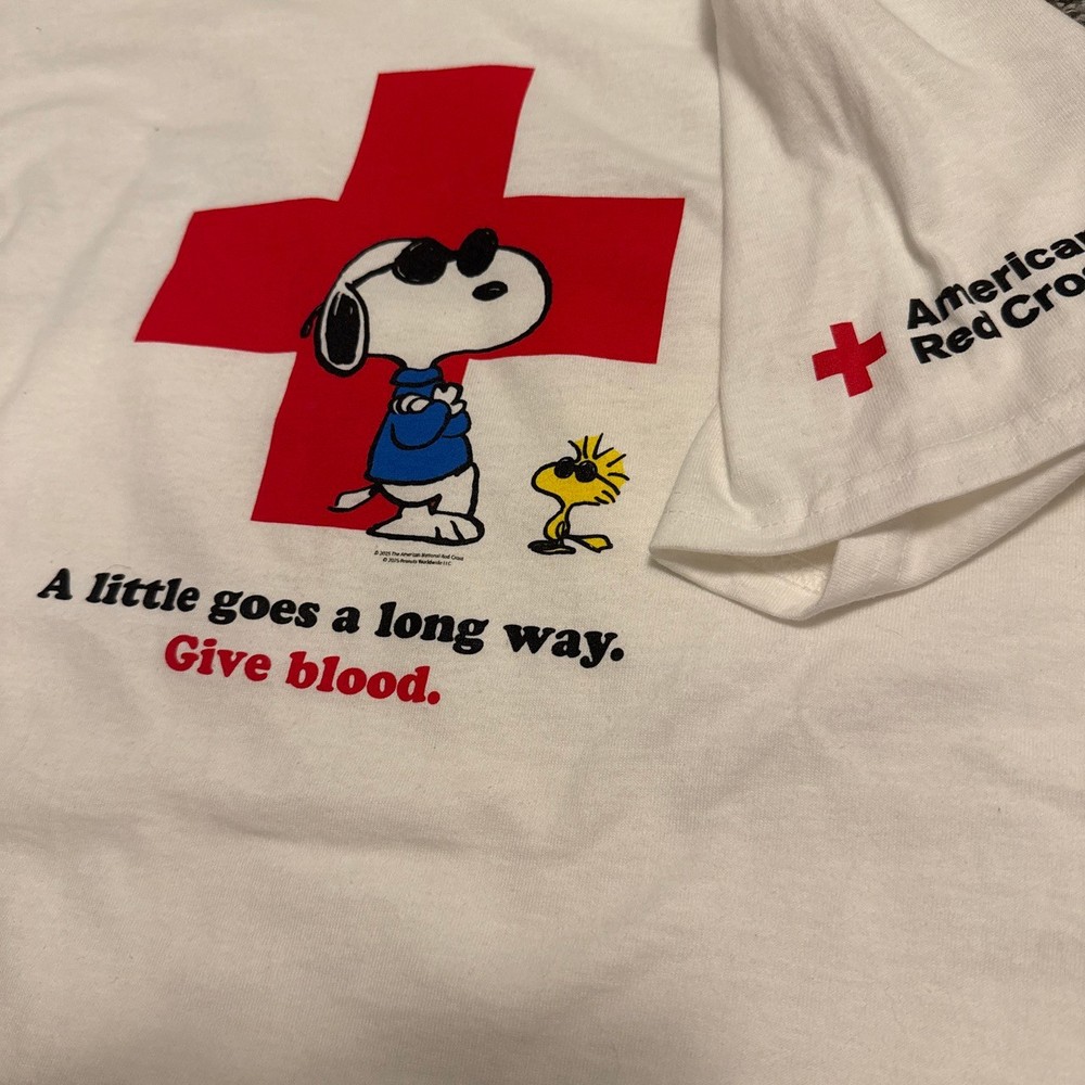 Red Cross Peanuts Snoopy and Woodstock Tee Shirt 2025 Mystery Bag size Medium