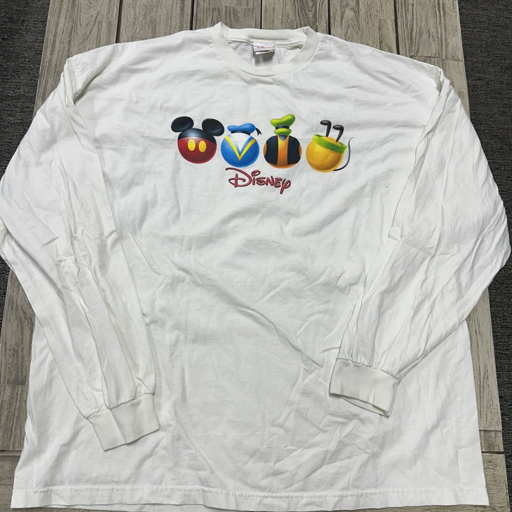 Vintage 90s Disney Direct Mickey Goofy Donald Pluto Ball Long Sleeve Size 2xl