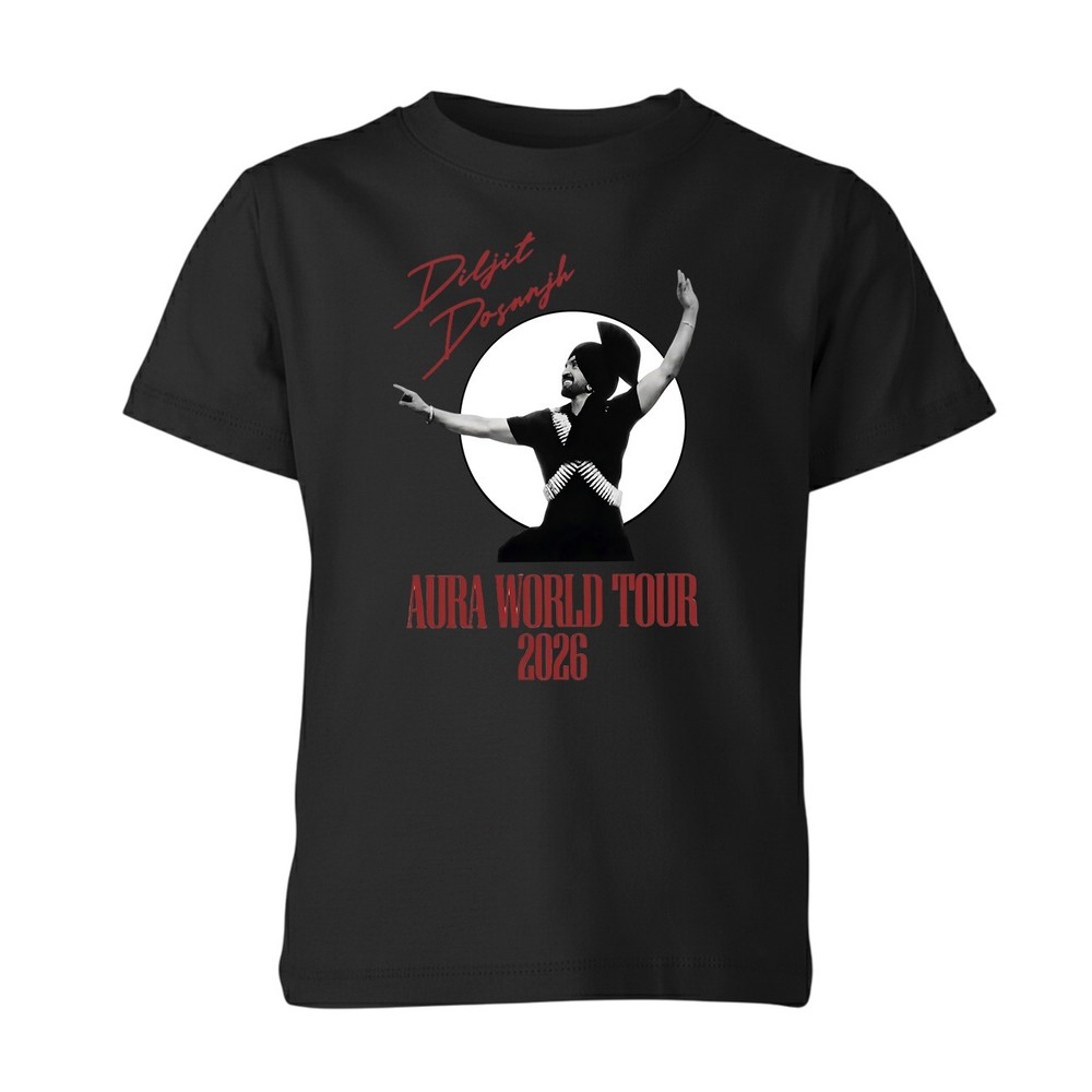 Diljit Dosanjh AURA World Tour Inspired T-Shirt Fun Top Tee UK Kids Unisex