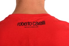 Roberto Cavalli “Beachwear” Men’s Red Graphic Print T-Shirt US 2XL IT 56