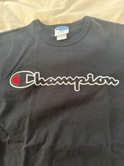 Vintage Champion Classic Jersey Script T-Shirt Mens Size L – Black
