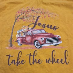 Hanes Tagless 3XL Yellow Crewneck Short Sleeve “Jesus Take the Wheel” Tee