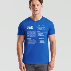 Dad Dungeons Mens T Shirt Dragons Character Sheet Fathers Day Gift DND RPG