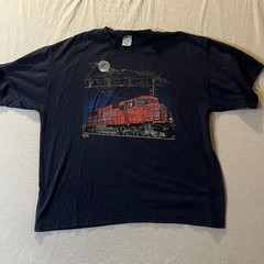 Daylight Sales Train Locomotive Graphic T Shirt Mens 2XL Navy Blue Tee
